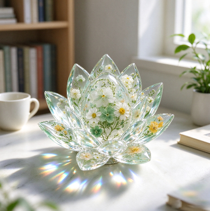 Handmade Diamond-Cut Lotus Decorative Figurine Resin Mold