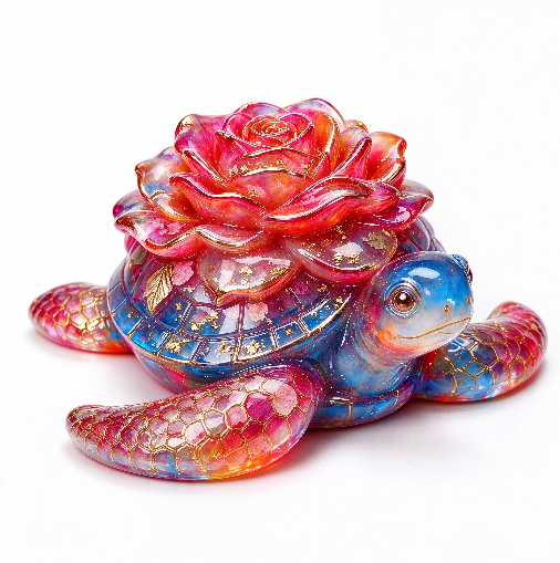 Rose & Lotus Turtle Decorative Figurine Resin Mold