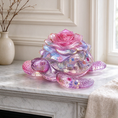 Rose & Lotus Turtle Decorative Figurine Resin Mold