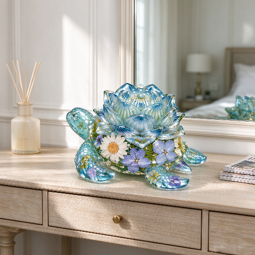 Rose & Lotus Turtle Decorative Figurine Resin Mold