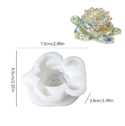 Rose & Lotus Turtle Decorative Figurine Resin Mold
