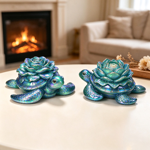 Rose & Lotus Turtle Decorative Figurine Resin Mold