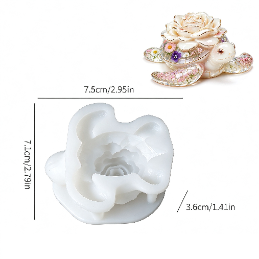 Rose & Lotus Turtle Decorative Figurine Resin Mold