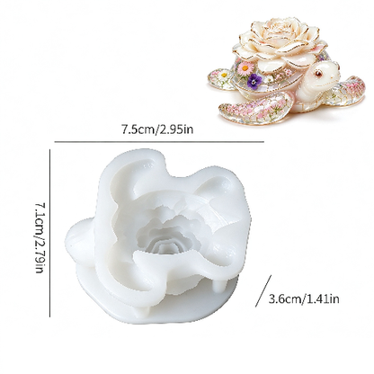 Rose & Lotus Turtle Decorative Figurine Resin Mold
