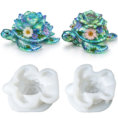 Rose & Lotus Turtle Decorative Figurine Resin Mold