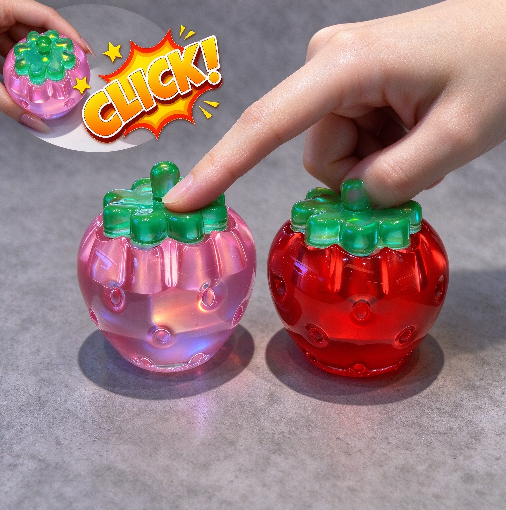 Handmade 2-in-1 3D Strawberry Fidget Clicker Toy Resin Mold