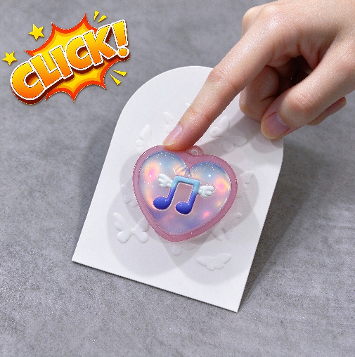 Handmade Cute Heart-Shaped Music Note Fidget Clicker Toy Resin Mold
