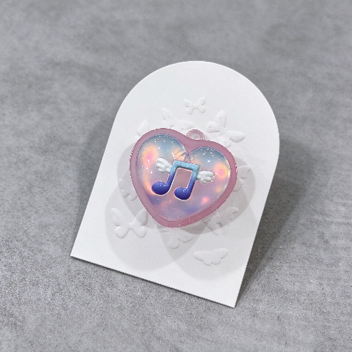 Handmade Cute Heart-Shaped Music Note Fidget Clicker Toy Resin Mold