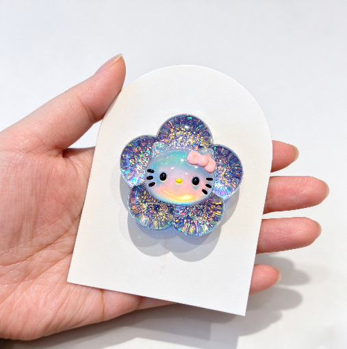 Handmade Cute Cat Head Flower-Shaped Decorative Figurine Resin Mold
