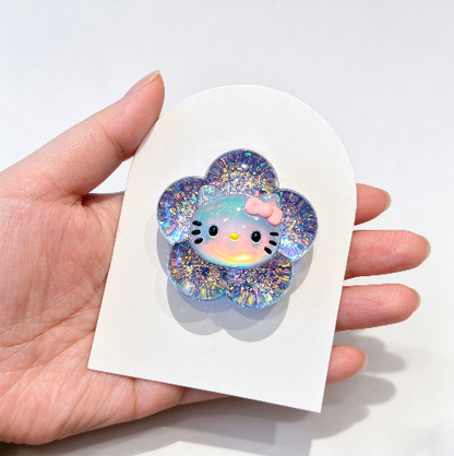 Handmade Cute Cat Head Flower-Shaped Decorative Figurine Resin Mold