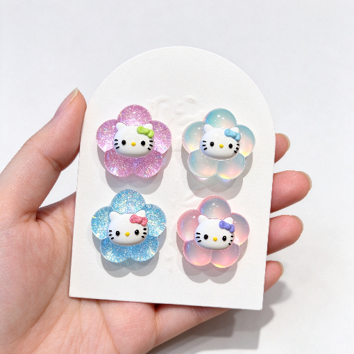 Handmade Cute Cat Head Flower-Shaped Decorative Figurine Resin Mold
