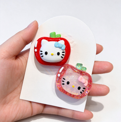 Handmade Cute Cat Head Apple-Shaped Decorative Figurine Resin Mold