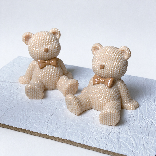 Handmade Knitted-Texture Lazy Sitting Bear Figurine&Phone Stand  Resin Mold