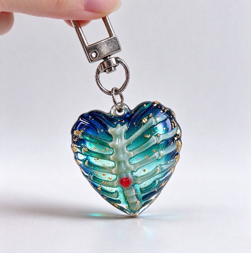 Handmade Fluffy Skeleton Heart Hanging Ornament Resin Mold