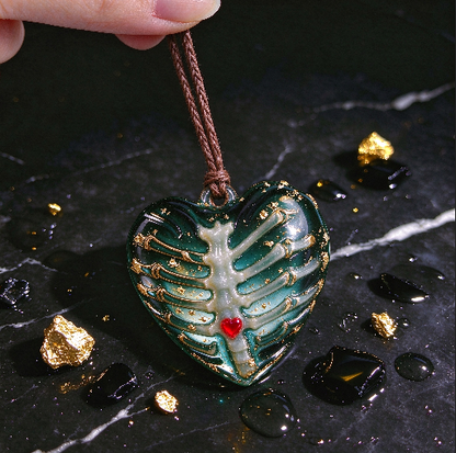 Handmade Fluffy Skeleton Heart Hanging Ornament Resin Mold
