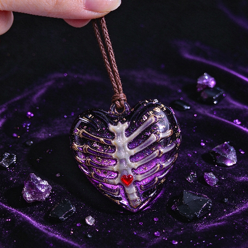 Handmade Fluffy Skeleton Heart Hanging Ornament Resin Mold