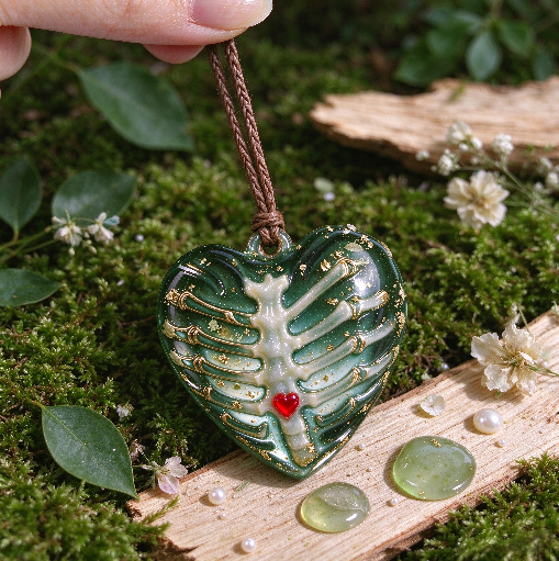 Handmade Fluffy Skeleton Heart Hanging Ornament Resin Mold