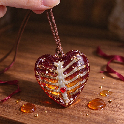 Handmade Fluffy Skeleton Heart Hanging Ornament Resin Mold