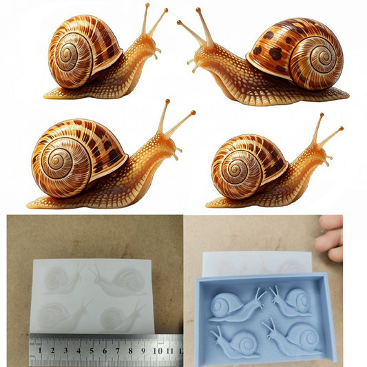 4-in-1 Half-Relief Snail Figurine Resin Mold Set