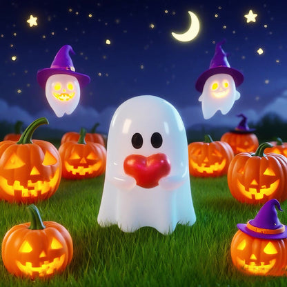 Handmade Cute Ghost Holding A Heart Ornament Resin Mold