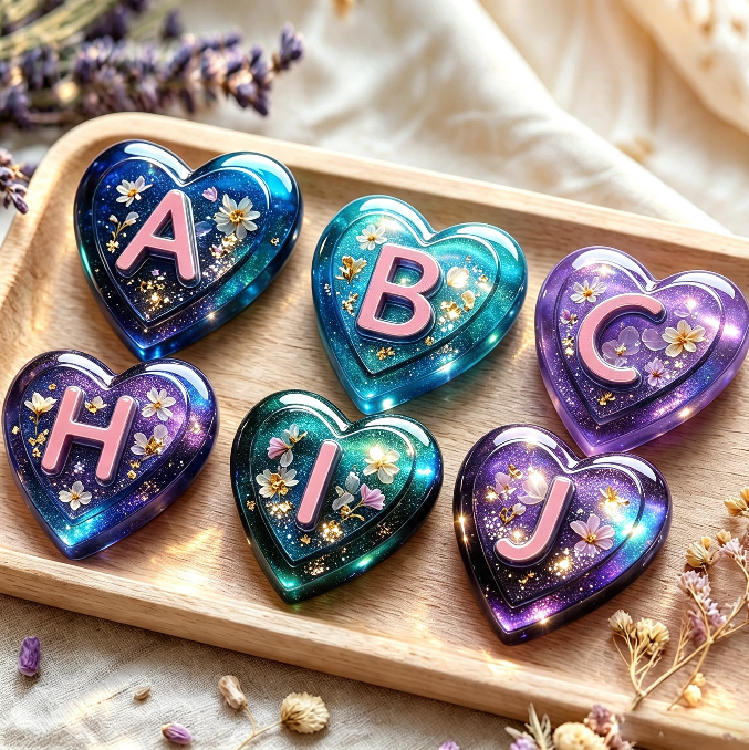 Double-Layer 3D Heart 26-Letter Decorative Pendant Resin Mold