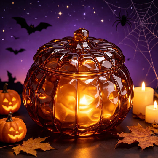 Handmade Water Ripple Large-Capacity Pumpkin Storage Jar with Diamond-Cut Handle Resin Mold