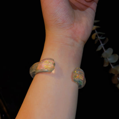 Molde de resina para pulsera de garra de gato semiabierta con ondas de agua, hecho a mano. Diámetro interior: 6,5 cm. 