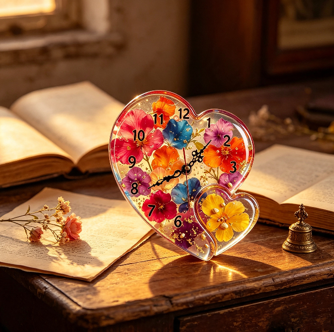 Double-Warped Heart Clock Resin Mold