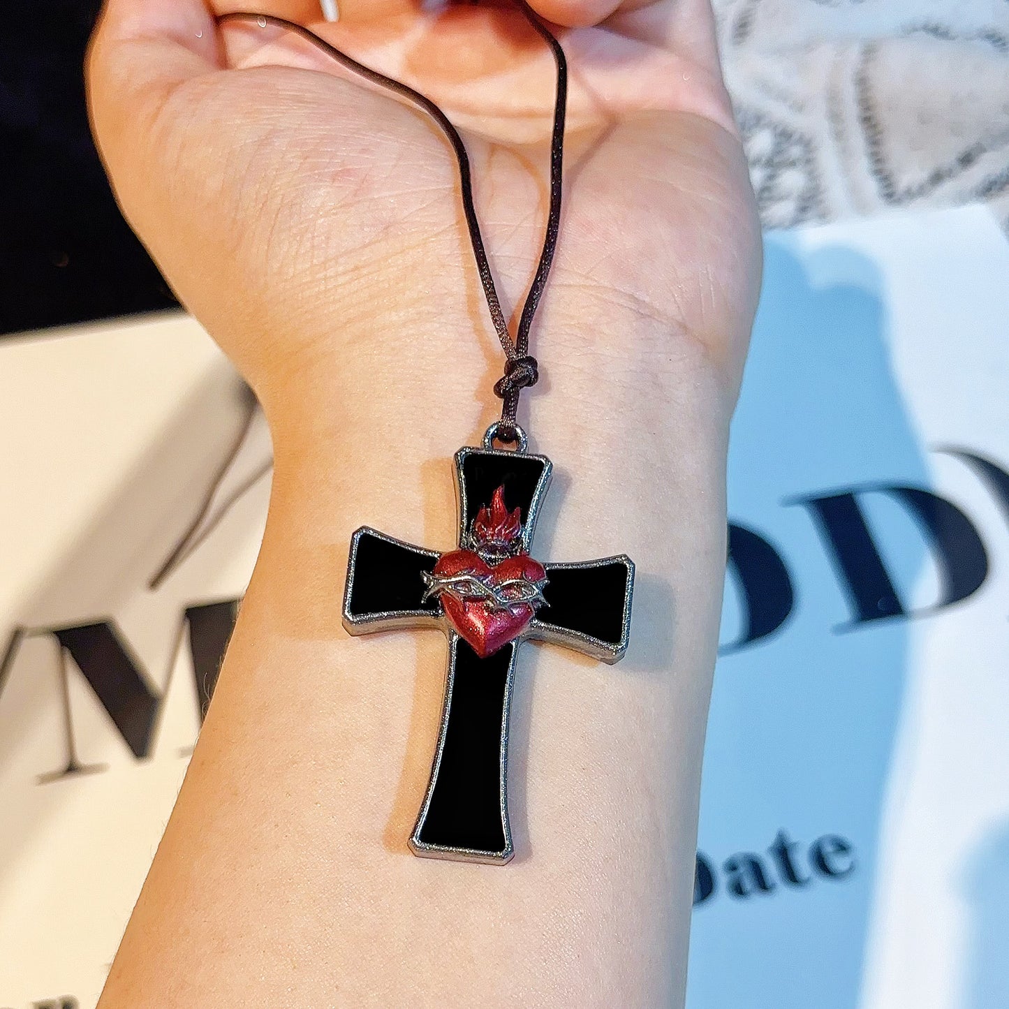 Handmade Dove & Sacred Heart Cross Pendant Resin Mold