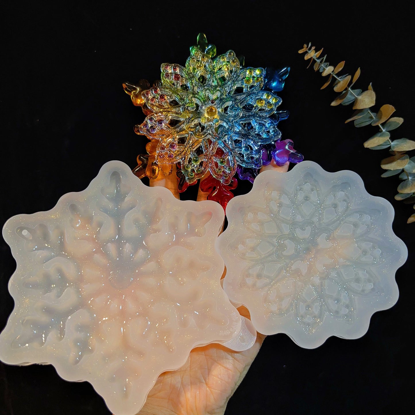 Handmade Double-Layer Rotating Snowflake Ornament Resin Mold