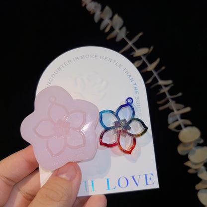 Molde de resina para colgante de flor hueca hecho a mano con agujero 