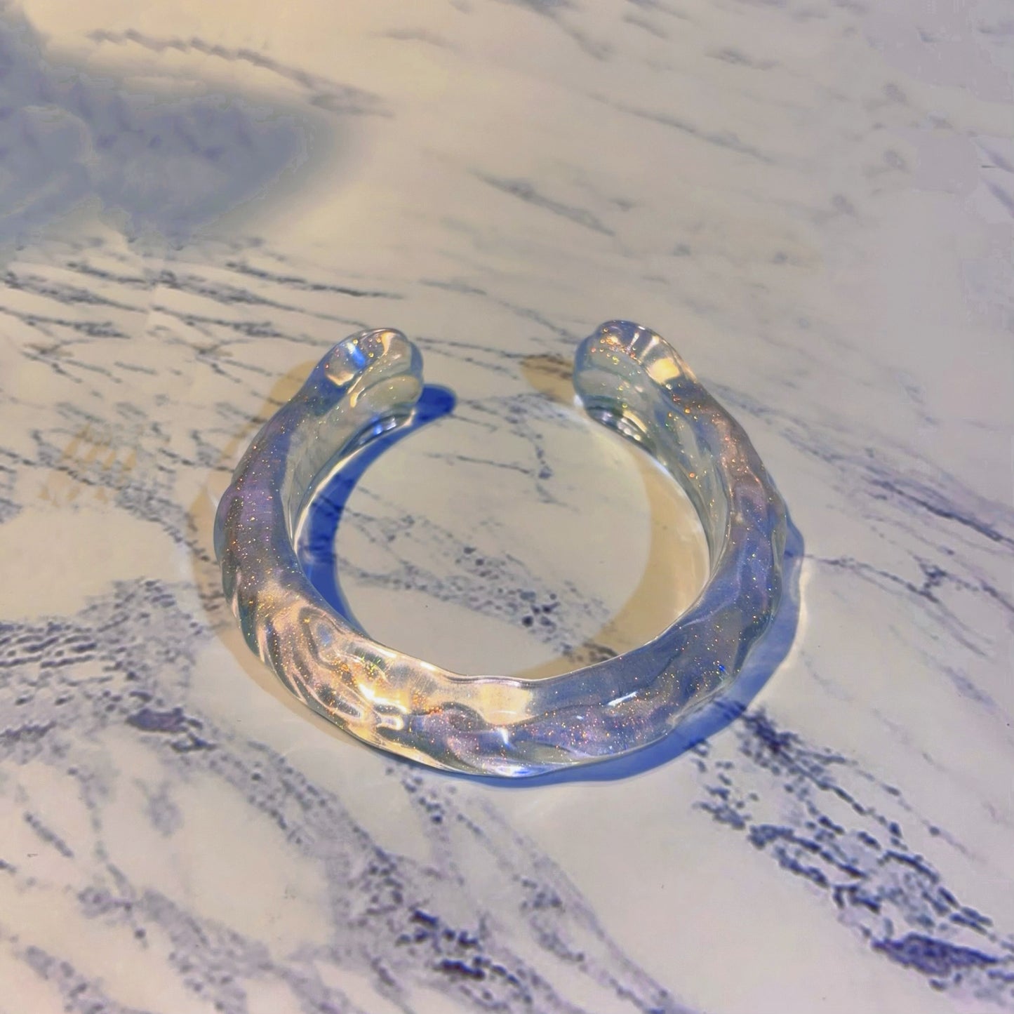 Molde de resina para pulsera de garra de gato semiabierta con ondas de agua, hecho a mano. Diámetro interior: 6,5 cm. 