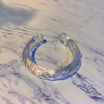 Molde de resina para pulsera de garra de gato semiabierta con ondas de agua, hecho a mano. Diámetro interior: 6,5 cm. 