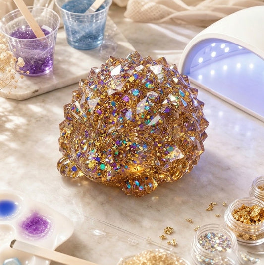 Crystal Cluster Hedgehog Figurine Resin Mold