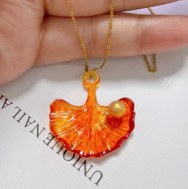 Handmade Mini Snail Ginkgo Leaf Necklace Pendant Resin Mold
