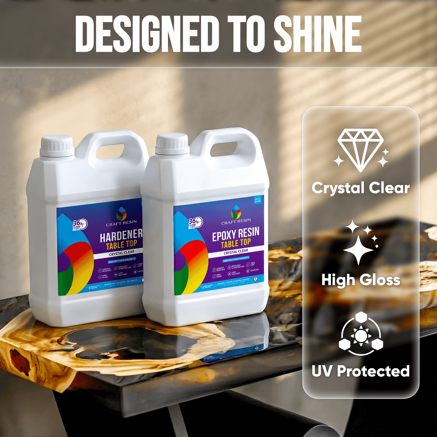 Table Top Epoxy Resin Kit — 8 L (1:1) | Ultra - Clear, Self - Leveling, UV Resistant - Craft Resin UK