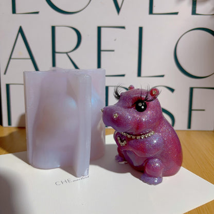 Handmade Heart Gesture Hippo Resin Ornament Mold