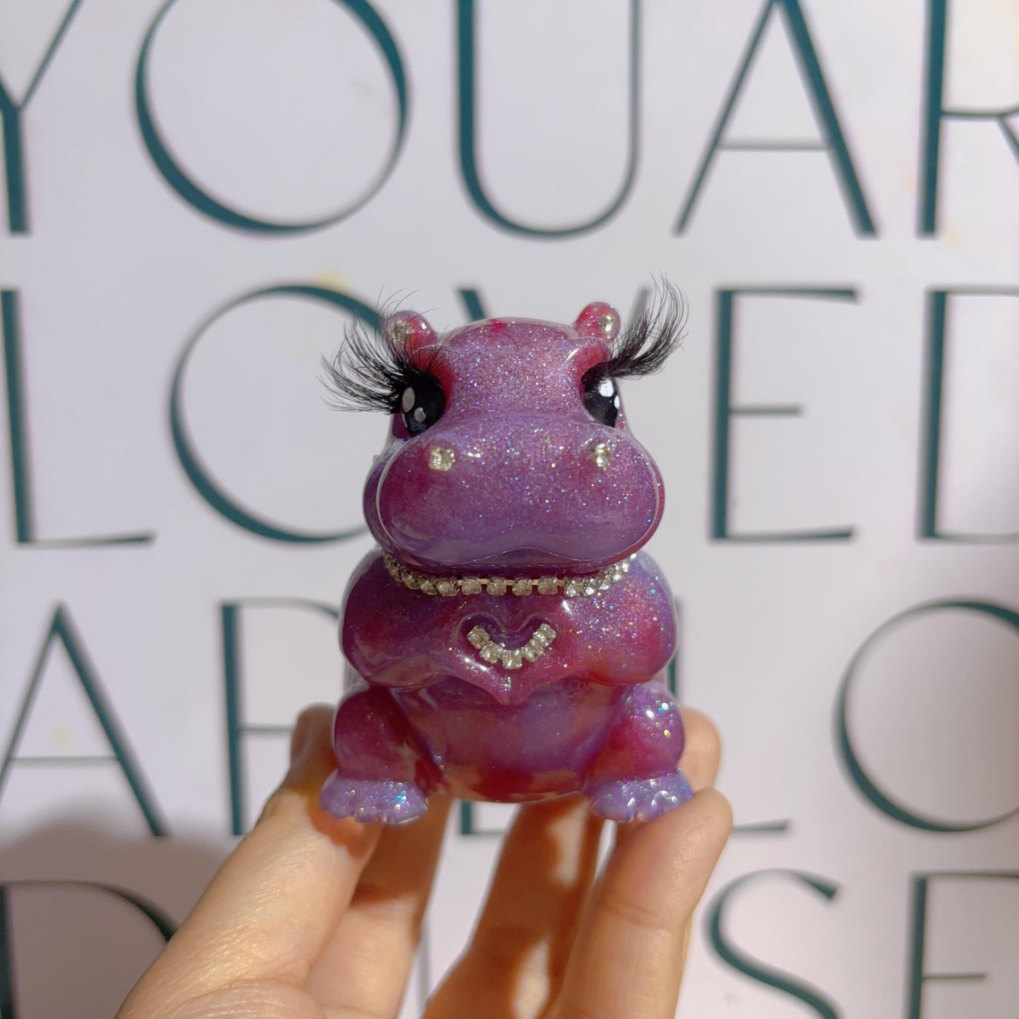 Handmade Heart Gesture Hippo Resin Ornament Mold