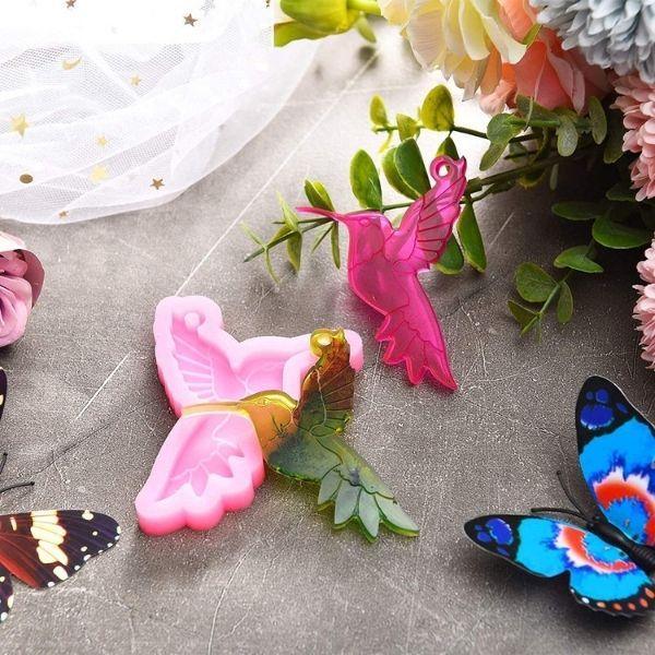 Lovely Hummingbird Style Silicone Mold Resin Keychain Mold - IntoResin