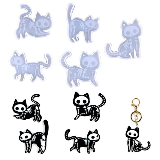 5pcs Kitten Shape Keychain Jewelry Accessory Resin Mold