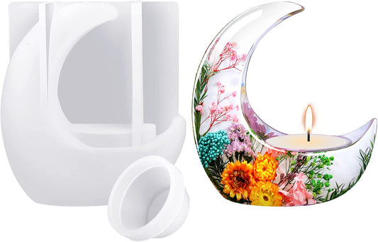 Moon Shape Candle Holder Resin Molds