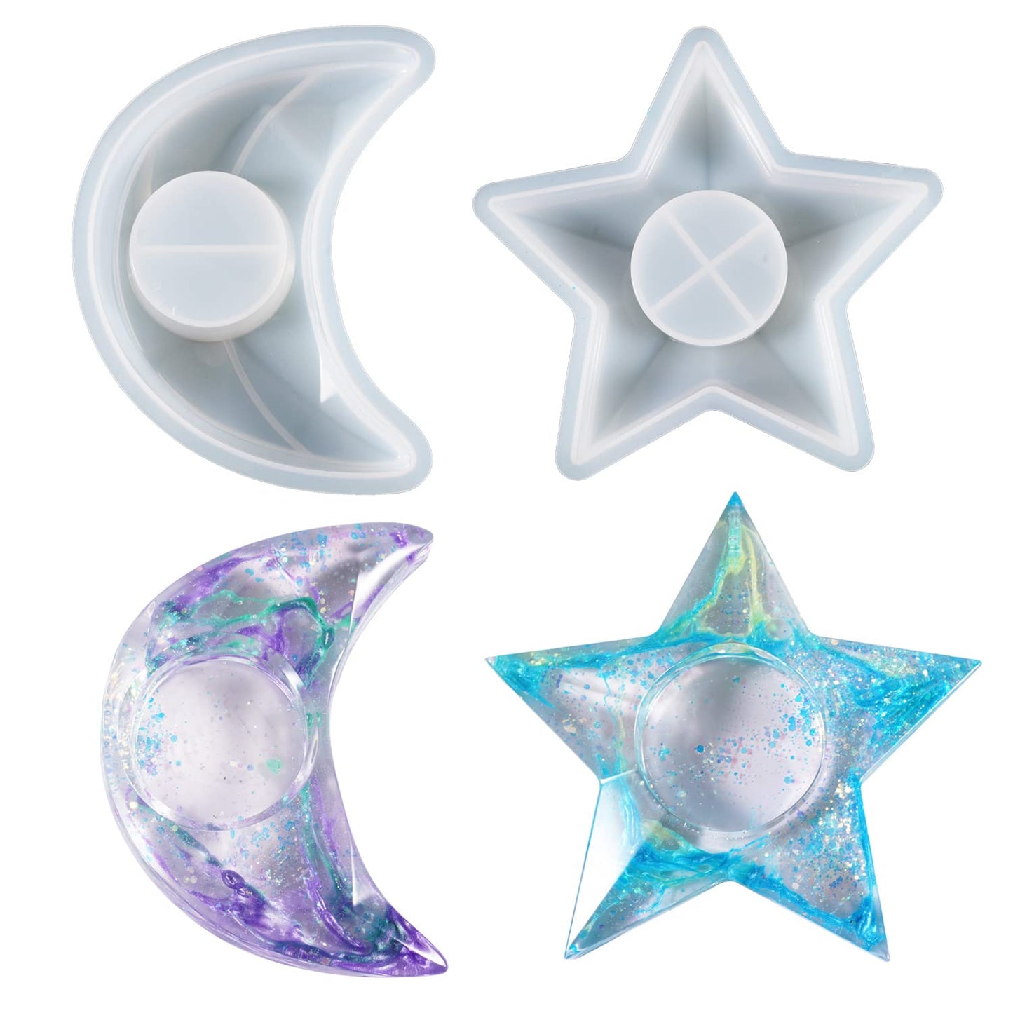 Moon and Star Shape Tealight Candles Holders Molds