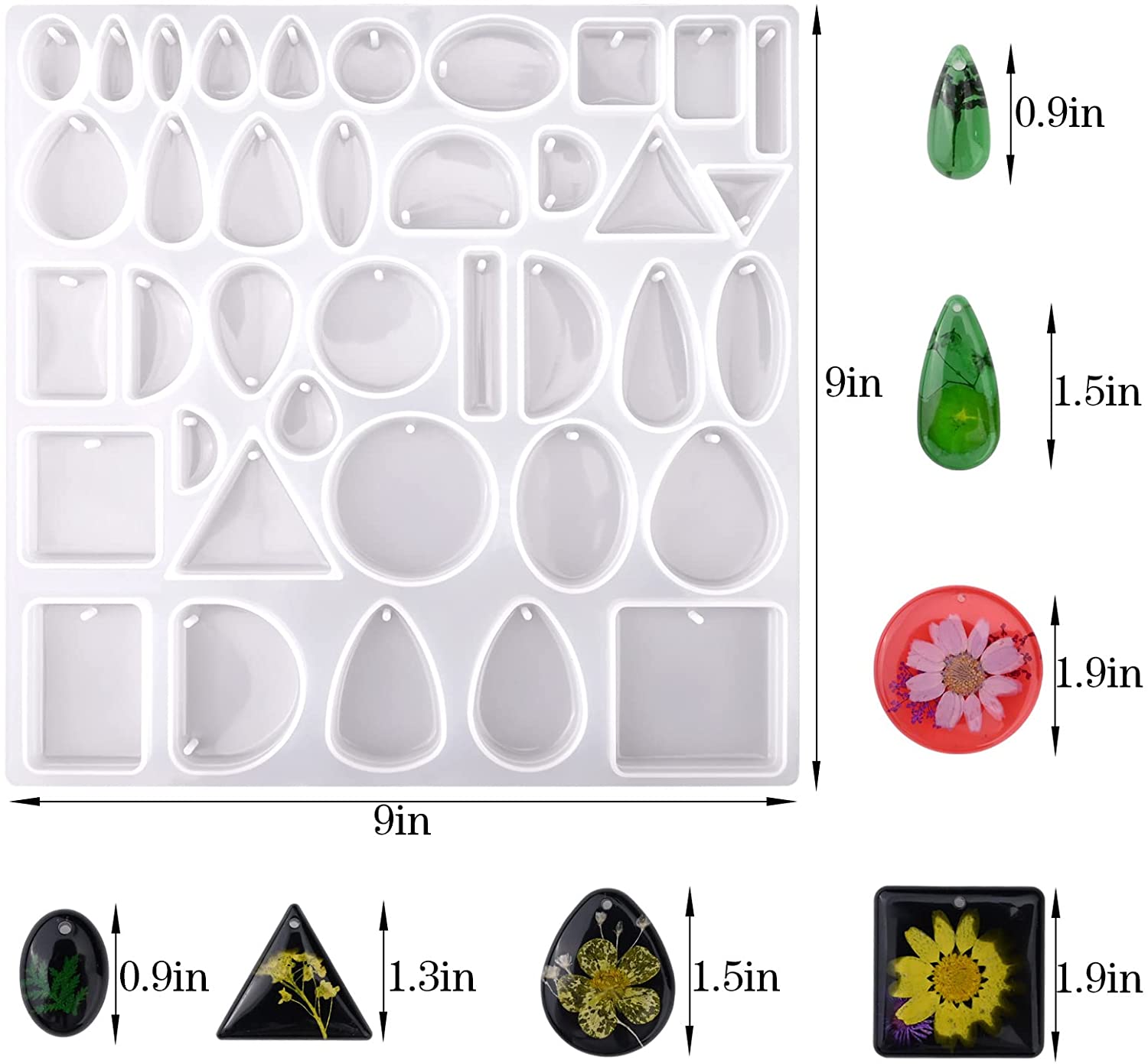 Jewelry Gem Molds Silicone Resin Mold for Resin Epoxy Pendant Earrings  Making Casting Polymer DIY Craft 