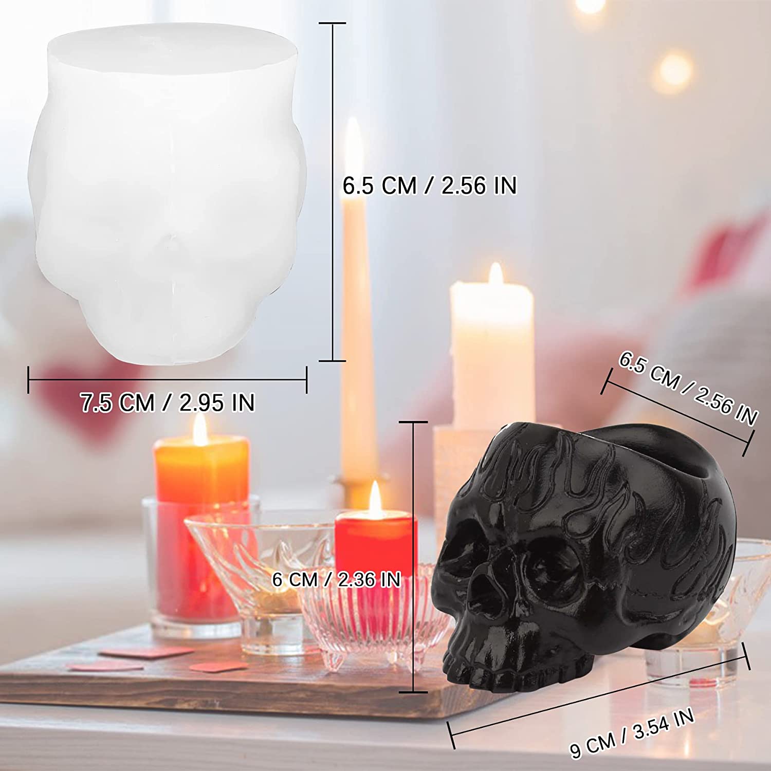 Skull Candle Holder Mold Tealight Candlestick Holder Resin Mold