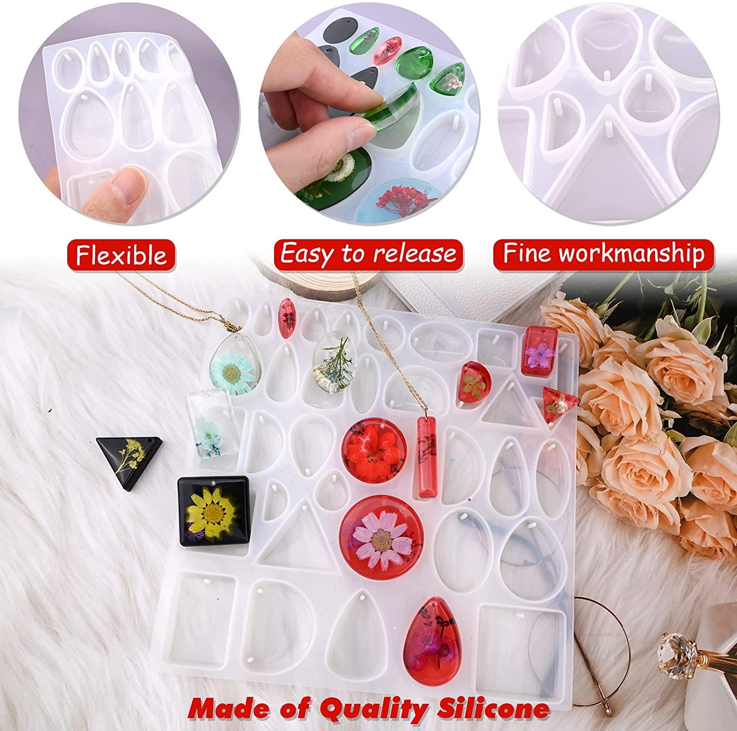 Resin Jewelry Molds,12 PCS Earring Resin Molds Silicone with Hole, Variety  Shapes and Size Jewelry Casting Molds for Epoxy Resin, Resin Molds for