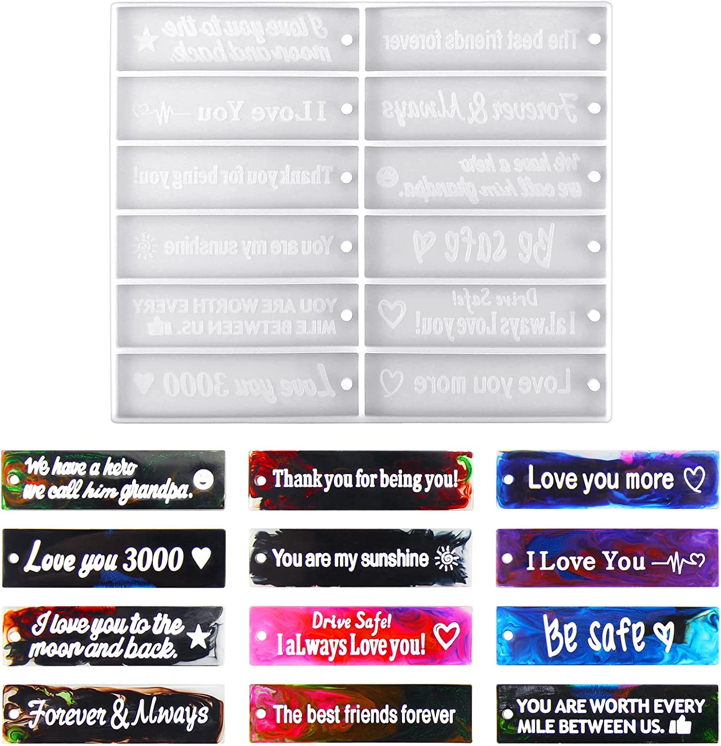 Resin Bookmark Mold with English Blessing Phrase, Rectangle Silicone M –  IntoResin