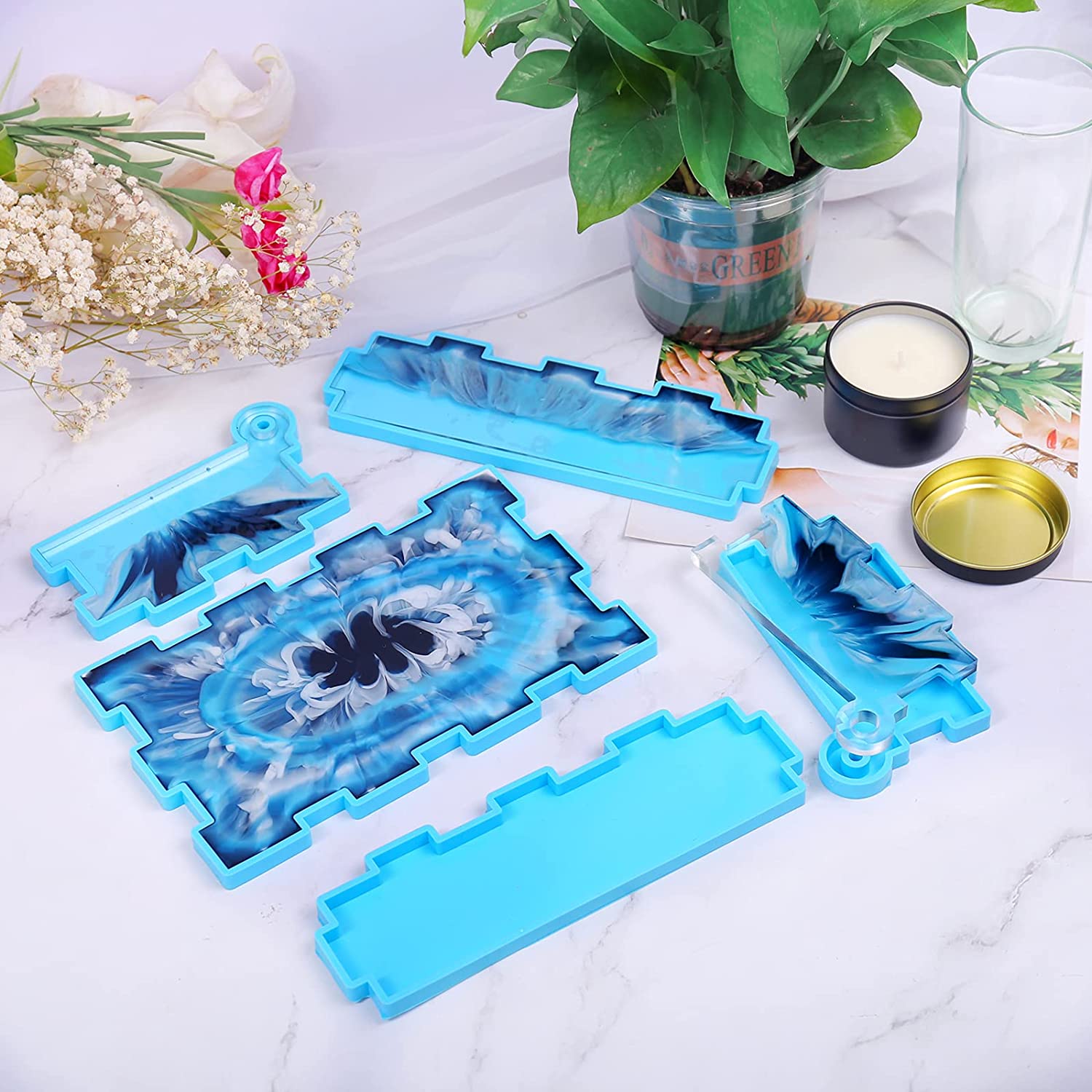 Resin Rectangle Box Mold Large Storage Container with Lid Set Mould for Casting