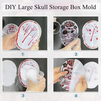 Skull Box Mold for Resin,Large Skull Jewelry Box Resin Mold