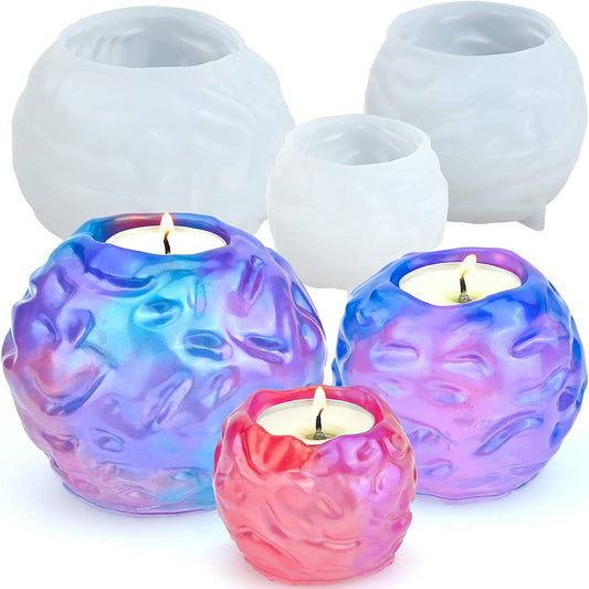 3 Pcs Sphere Candle Holder Resin Molds