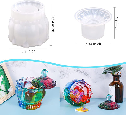 Bekecidi Box Resin Molds Silicone, Epoxy Resin Molds Bow Jewellery Box  Molds for Resin Casting Round Shape Storage Box Molds with Lid for Making  Resin